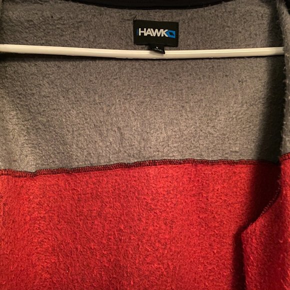 Hawk Fleece Hoodie L/S Men's Small, burgundy, black and gray, zip up front - Picture 7 of 8